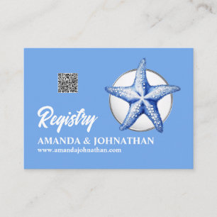 Starfish blauw wit register huwelijksdetails gast informatiekaartje