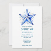 Starfish blauw wit strand thema verjaardag kaart (Voorkant)