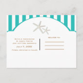 Starfish Blauwgroen Striped Beach Elegant Save the Aankondigingskaart (Achterkant)