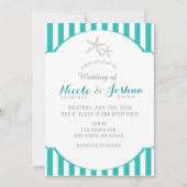 Starfish Blauwgroen Turquoise Striped Elegant Beac Kaart (Voorkant)