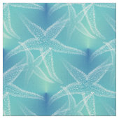 Starfish Blue Aqua Beach Fabric Stof (Close Up)
