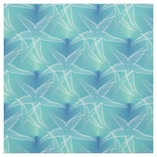 Starfish Blue Aqua Beach Fabric Stof (Swatch)