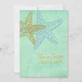 STARFISH/BLUE/GOLD/BEACH WEDING KAART (Voorkant)