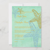 STARFISH/BLUE/GOLD/BEACH WEDING KAART (Achterkant)
