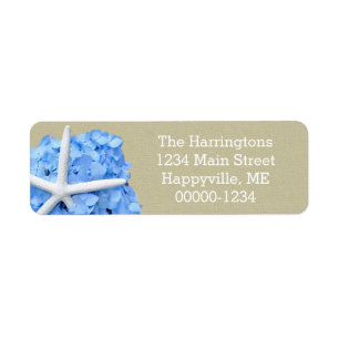 Starfish Blue Hydrangea Return Address Etiket