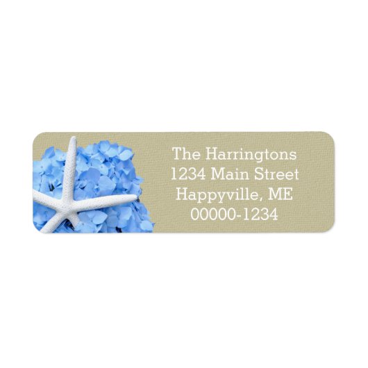 Starfish Blue Hydrangea Return Address Etiket (Voorkant)