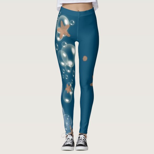 Starfish Blue Oranje | Kleur kiezen Leggings (Voorkant)