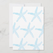 Starfish Blue Pattern White Beach Nautical Weddens Kaart (Achterkant)