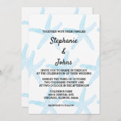 Starfish Blue Pattern White Beach Nautical Weddens Kaart (Voorkant / Achterkant)