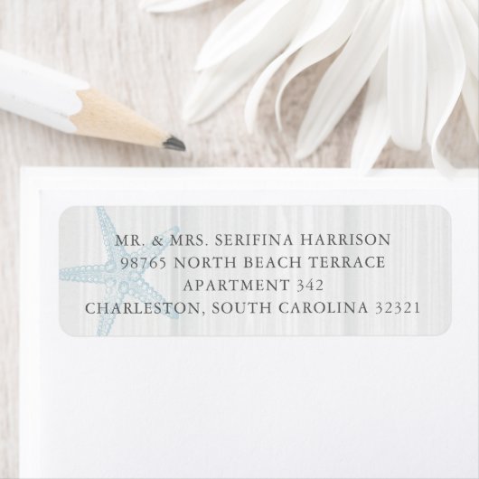 Starfish Blue Rustic  Return Address Label (Insitu)