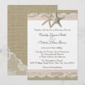 Starfish Blush Country Lace en Burlap Wedding Kaart (Voorkant / Achterkant)