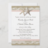Starfish Blush Country Lace en Burlap Wedding Kaart (Voorkant)