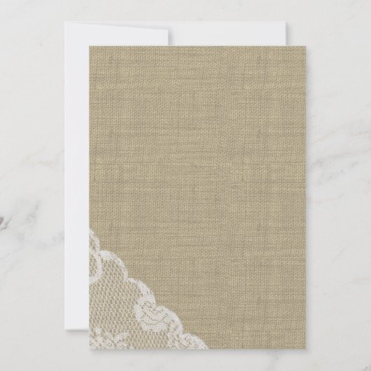 Starfish Blush Country Lace en Burlap Wedding Kaart (Achterkant)