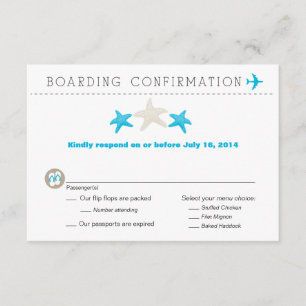 Starfish Boarding Pass RSVP-kaart RSVP Kaartje