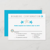 Starfish Boarding Pass RSVP-kaart RSVP Kaartje (Voorkant / Achterkant)