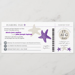 Starfish Boarding Pass Wedding Kaart
