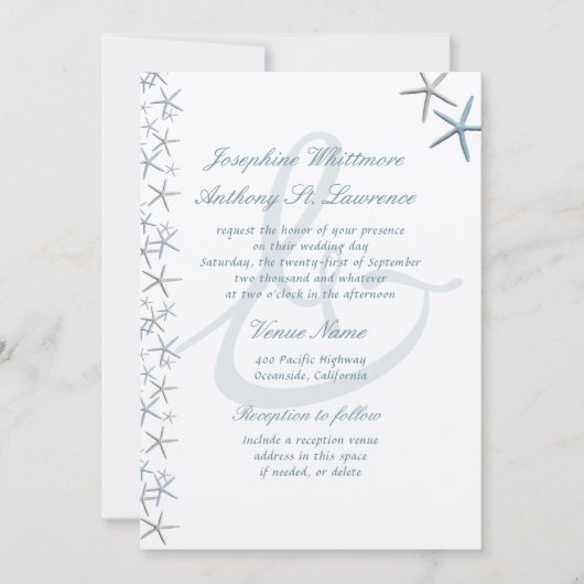 Starfish Border Ampersand Modern Seaside Wedding Kaart (Voorkant)