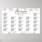 Starfish Borders Beach Wedding Seating Chart Poster (Voorkant)