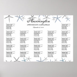 Starfish Borders Beach Wedding Seating Chart Poster