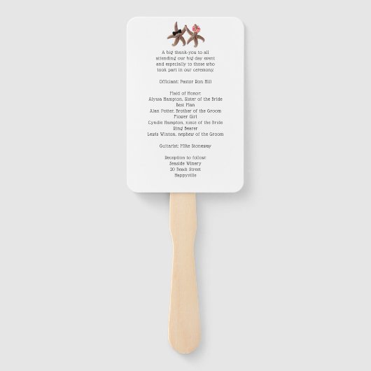 Starfish Bride n Groom White Fan Programs Handwaaier (Achterkant)
