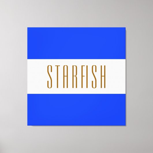 STARFISH Bright Royal Blue White Seaside Stripes Canvas Afdruk (Voorkant)