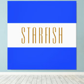 STARFISH Bright Royal Blue White Seaside Stripes Canvas Afdruk (Insitu (Houten vloer))