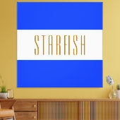STARFISH Bright Royal Blue White Seaside Stripes Canvas Afdruk (Insitu (Woonkamer))