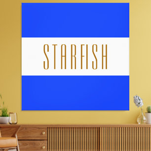 STARFISH Bright Royal Blue White Seaside Stripes Canvas Afdruk