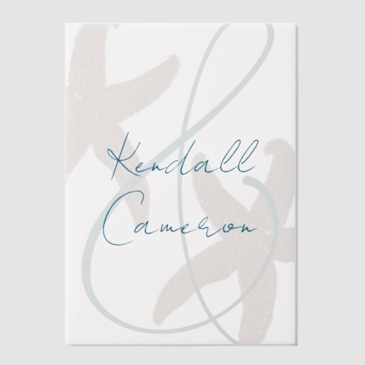 Starfish Bruid en Bruidegom Namen Vellum Uitnodigingen (Voorkant)