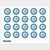 Starfish bruiloft blauw wit strand thema rond ronde sticker (Vel)