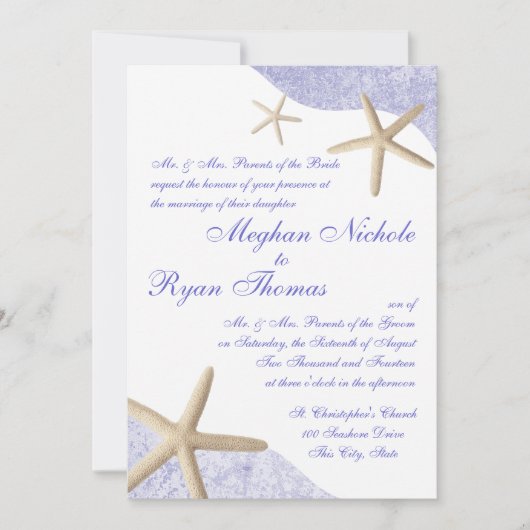 Starfish bruiloft Paarse Kaart (Voorkant)