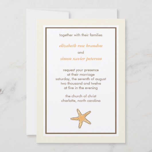 Starfish-bruiloft-uitnodigkaart Kaart (Voorkant)