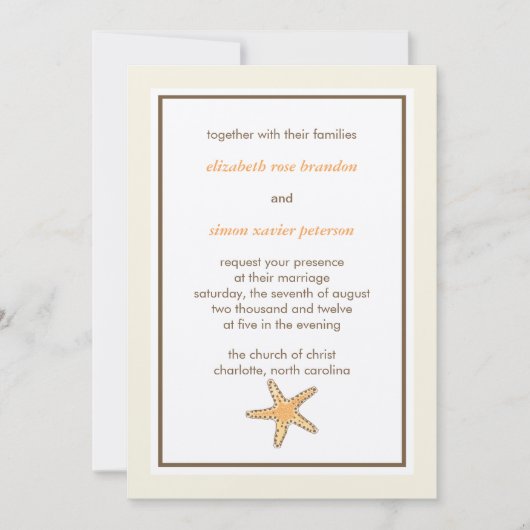 Starfish-bruiloft-uitnodigkaart Kaart (Voorkant)