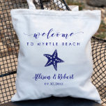 Starfish bruiloft welkomsttas voor strand, marineb tote bag<br><div class="desc">Vul deze mooie tas met je favoriete tassen om gasten welkom te heten op je bruiloft!</div>
