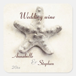 Starfish bruiloft wijn fles label