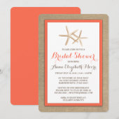 Starfish Burlap Beach Bruids Douche Uitnodiging (Voorkant / Achterkant)