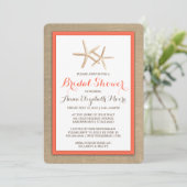 Starfish Burlap Beach Bruids Douche Uitnodiging (Staand voorkant)