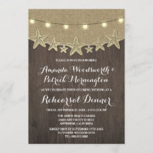 Starfish Burlap Beach repetitie diner uitnodiginge