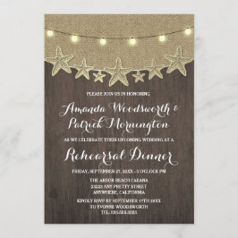 Starfish Burlap Beach repetitie diner uitnodiginge Kaart