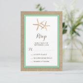 Starfish Burlap Beach Tropische bruiloft RSVP (Staand voorkant)