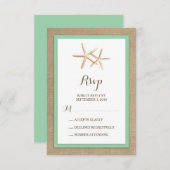 Starfish Burlap Beach Tropische bruiloft RSVP (Voorkant / Achterkant)