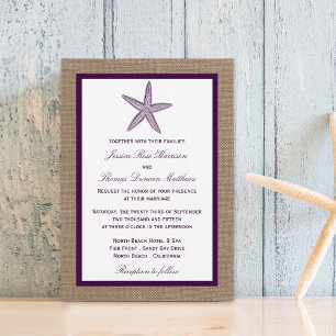 Starfish Burlap Beach Wedding Kies uw kleur Kaart