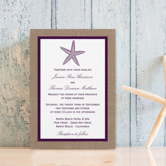 Starfish Burlap Beach Wedding | Kies uw kleur Kaart