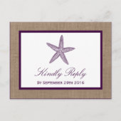 Starfish Burlap Beach Wedding | Kies uw kleur Uitnodiging Briefkaart (Voorkant)