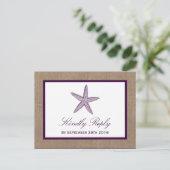 Starfish Burlap Beach Wedding | Kies uw kleur Uitnodiging Briefkaart (Staand voorkant)