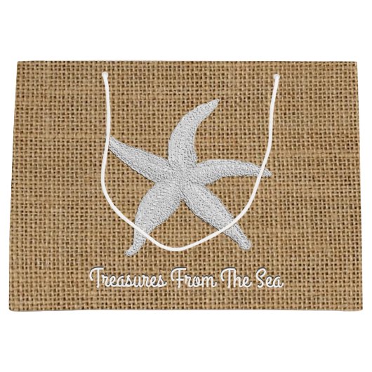 Starfish Burlap personaliseren Groot Cadeauzakje (Voorkant)