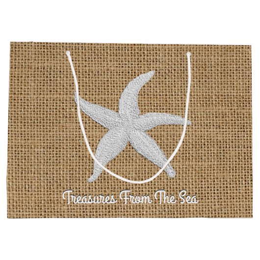 Starfish Burlap personaliseren Groot Cadeauzakje (Achterkant)