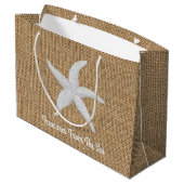 Starfish Burlap personaliseren Groot Cadeauzakje (Achterkant Gekanteld)