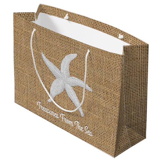 Starfish Burlap personaliseren Groot Cadeauzakje (Achterkant Gekanteld)