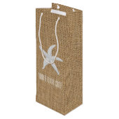 Starfish Burlap personaliseren Wijn Cadeautas (Achterkant Gekanteld)